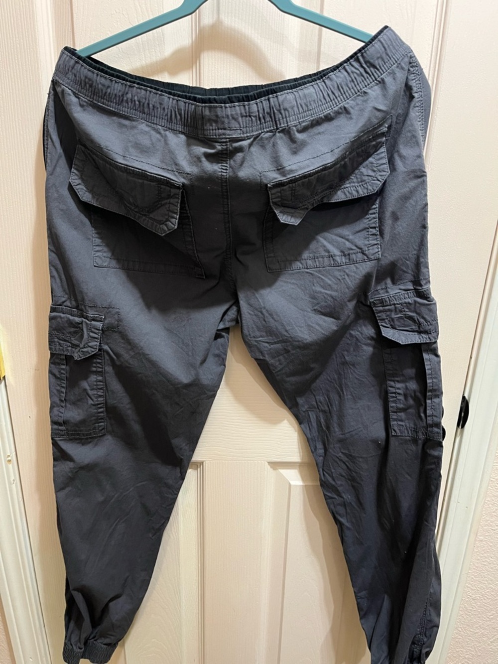 Men's Dark Gray Cargo Jogger Pants - Elastic Waist